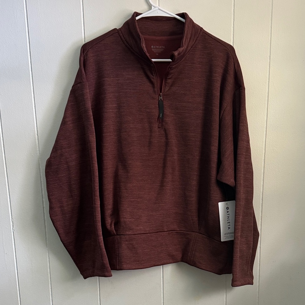 NWT Athleta Brown Altitude Polartec Half Zip Sweatshirt Sz 1X